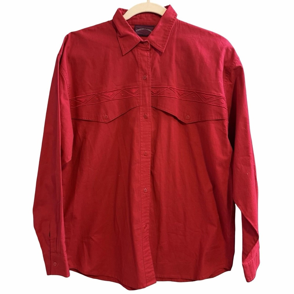 VTG Western WearGordon & James red western-style button-up.‎ Size L. 100% Cotton